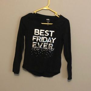 Black and silver girl’s long sleeve shirt